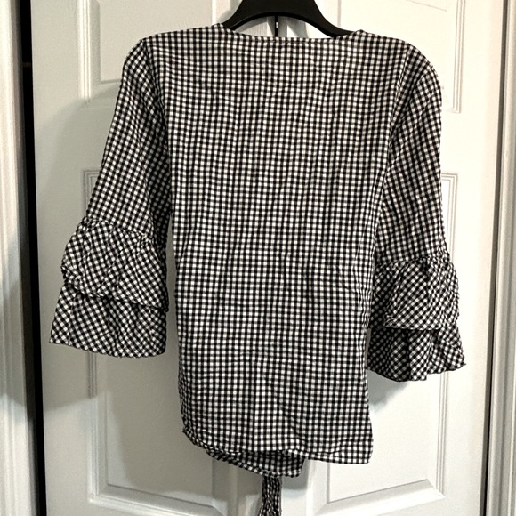Checkered Wrap Blouse - Picture 3 of 3